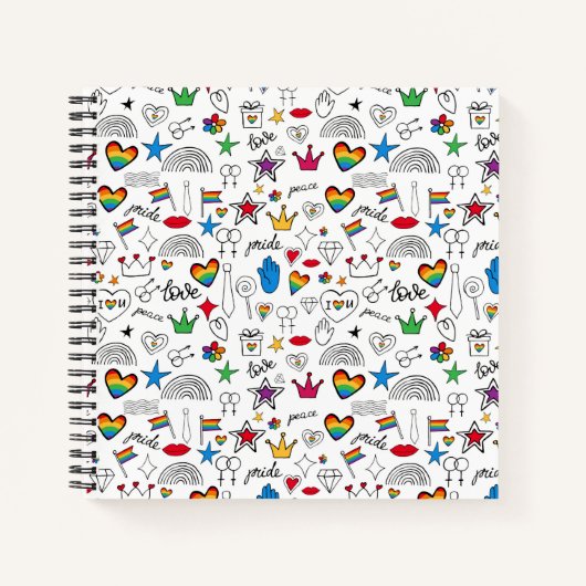 Carnet motif gay pride Doodle (Devant)