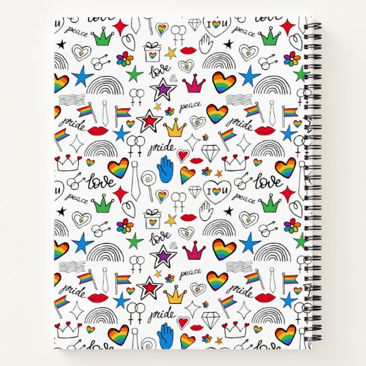 Carnet motif gay pride Doodle (Dos)