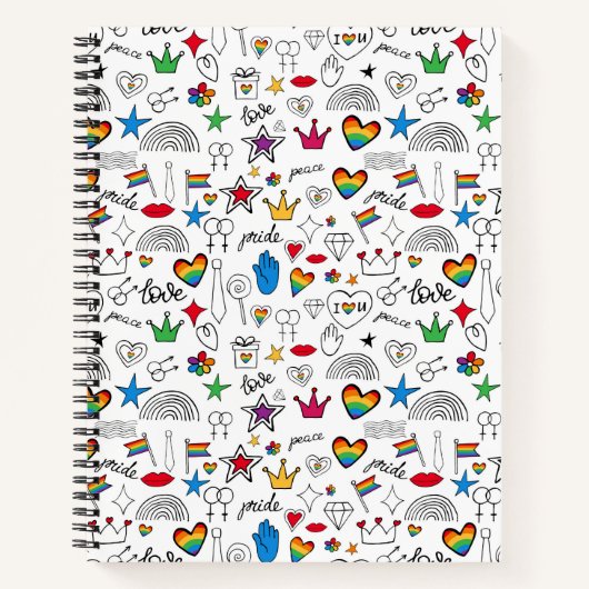 Carnet motif gay pride Doodle (Devant)