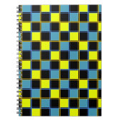 Carnet Motif géométrique à damiers bleu jaune (Devant)