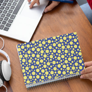 Carnet Motif géométrique à pois jaunes sur fond bleu