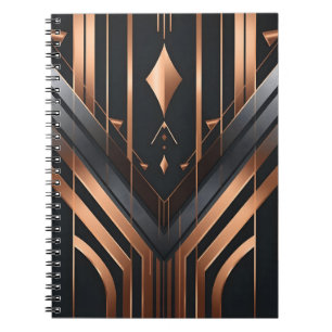 Carnet Motif géométrique Art déco cuivre et argent