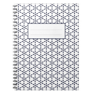 Carnet Motif géométrique bleu marine sur fond blanc