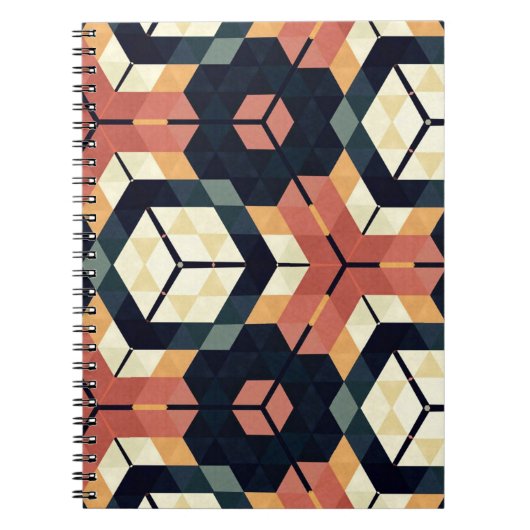 Carnet Motif géométrique Carré Hexagon coloré (Devant)