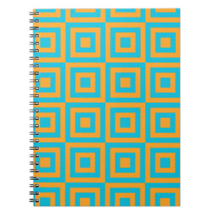 Carnet Motif géométrique carré rétro – Orange gras