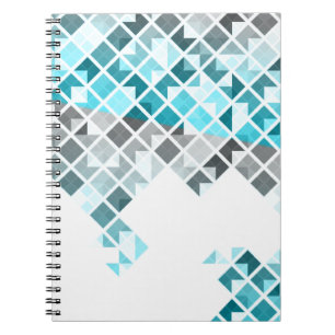 Carnet Motif géométrique de bleu d'Aqua, gris et blanc