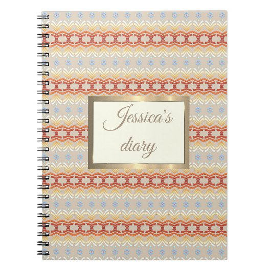 Carnet Motif géométrique de style ethnique de boho. cadre (Devant)