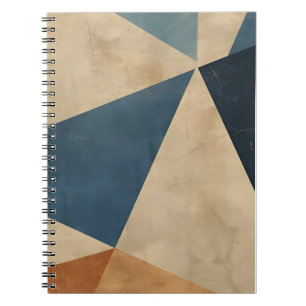 Carnet Motif géométrique en bleus, beiges et rouille