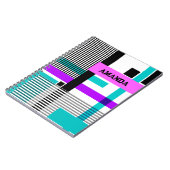 Carnet motif géométrique en couleurs rayées et néons (Côté gauche)