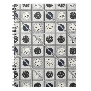 Carnet Motif géométrique en grille monochrome noir et bla