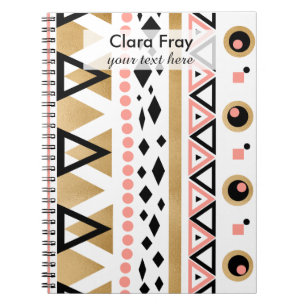 Carnet motif géométrique en or aztèque moderne