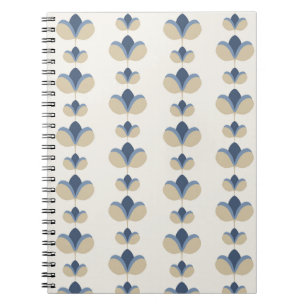Carnet Motif géométrique floral rayé bleu côtier