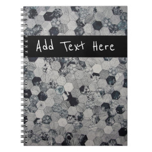 Carnet Motif géométrique gris, blanc et noir de l'hexagon