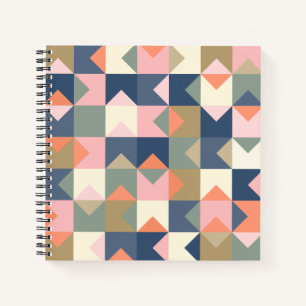 Carnet Motif géométrique mignon en marine et corail