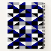 Carnet Motif géométrique moderne en gris noir avec nom (Dos)