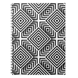 Carnet Motif géométrique. Noir et blanc. Carrés et st