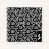 Carnet Motif géométrique pointillé noir et blanc (Devant)