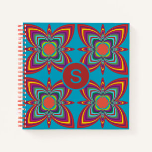 Carnet Motif géométrique psychédélique coloré en monogram