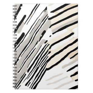 Carnet Motif géométrique rayures noir, blanc et gris