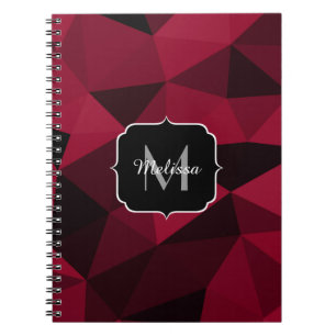 Carnet Motif géométrique rose magenta rouge noir Monogram