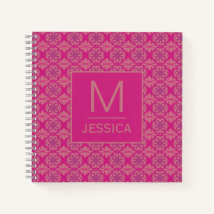 Carnet Motif géométrique rose violet orné personnalisé