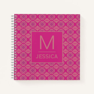 Carnet Motif géométrique rose violet orné personnalisé