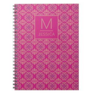 Carnet Motif géométrique rose violet orné personnalisé