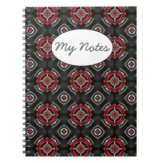 Carnet Motif géométrique rouge et noir (Devant)
