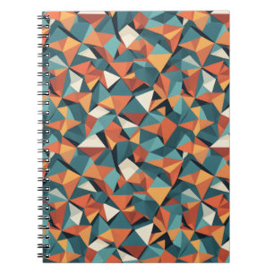 Carnet Motif géométrique sarcelle et orange du milieu du