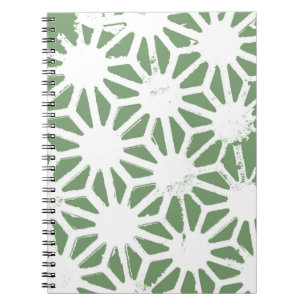 Carnet Motif géométrique vert et blanc olive