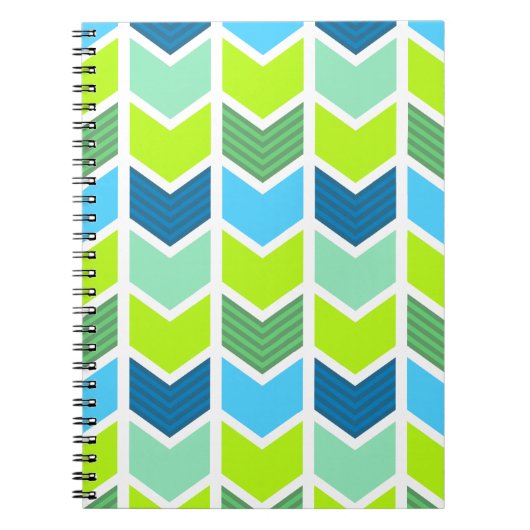 Carnet Motif géométrique vert et bleu moderne de Chevron (Devant)