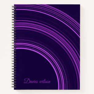 Carnet Motif géométrique violet chic monogramme nom