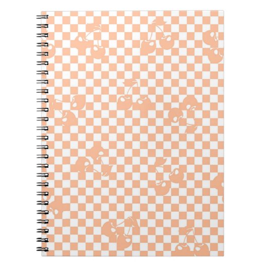 Carnet Motif Gingham Cerise Fuzz pêche (Devant)