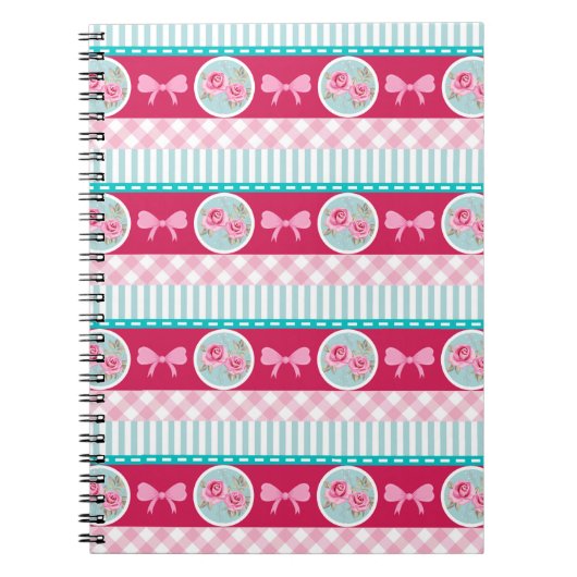 Carnet Motif Girly rose-clair et bleu mignon (Devant)
