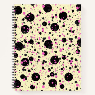 Carnet Motif Glamour à pois rose et noir