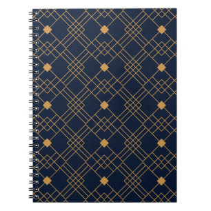 Carnet Motif Gold art déco sur arrière - plan bleu foncé