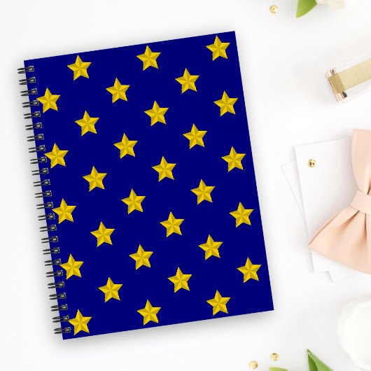 Carnet Motif Gold Stars, Bleu Marine, Exclusive