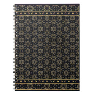 Carnet Motif graphique abstrait noir et or. Géométrique
