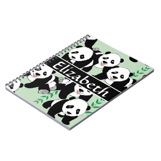 Carnet Motif graphique d'ours panda à personnaliser (Côté gauche)