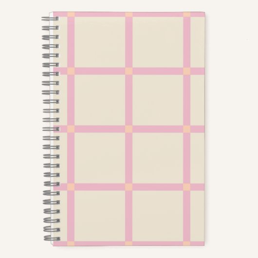 Carnet Motif Grille Beige et Rose Clair (Recto)