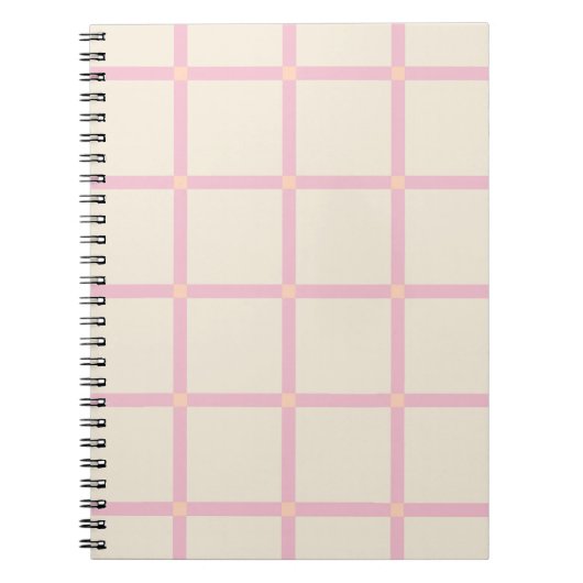 Carnet Motif Grille Beige et Rose Clair (Devant)