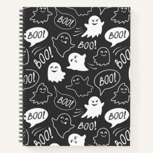 Carnet Motif Halloween B&W Mignon Dessin Animé