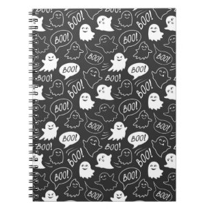 Carnet Motif Halloween B&W Mignon Dessin Simplifié