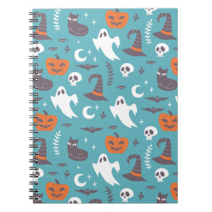 Carnet Motif Halloween Doodle Sarcelle Amusant