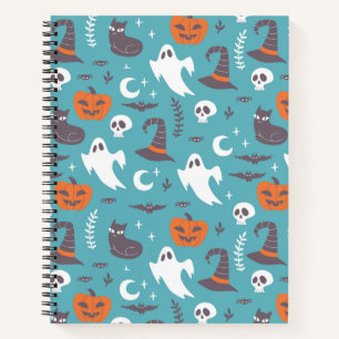 Carnet Motif Halloween Doodle Sarcelle Amusant