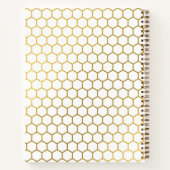 Carnet Motif Hexagon Blanc & Or Monogramme Initial (Dos)