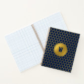 Carnet Motif Hexagon bleu marine Monogramme initial (Intérieur)