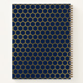 Carnet Motif Hexagon bleu marine Monogramme initial (Dos)