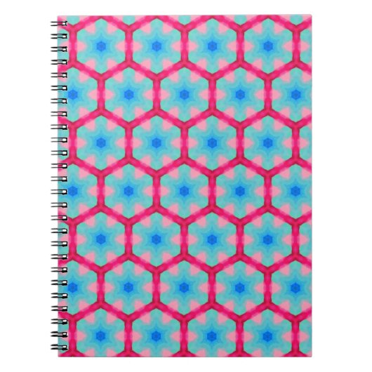 Carnet Motif Hexagon rose (Devant)