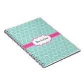 Carnet Motif Hexagon Turquoise avec Monogramme (Côté Droit)